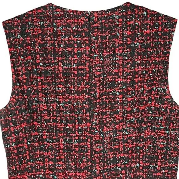 Nanette Lepore Colette Fit/Flare Dress Cotton/Silk/Leather - Black/Red/Aqua - 6 - Picture 7 of 11